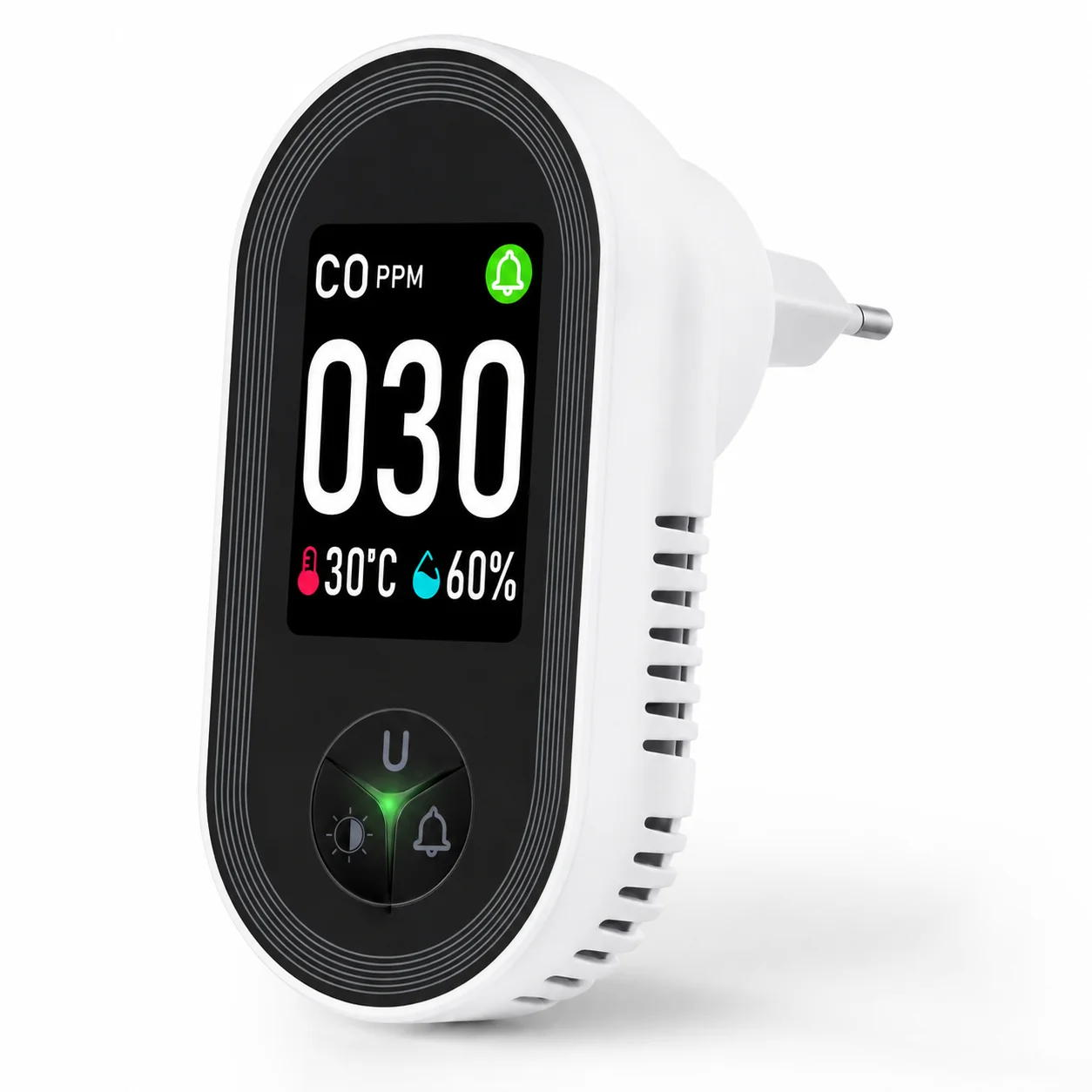 Co Detector Plug - FABISENSE 24D เครื่องตรวจจับก๊าซคาร์บอนมอนอกไซด์แบบเสียบปลั๊กติดผนัง, เครื่องตรวจจับ CO พร้อมเซ็นเซอร์วัดอุณหภูมิและความชื้น,