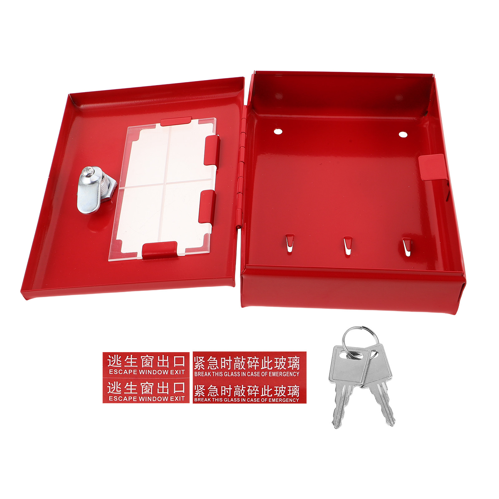 Lockbox Key Secure - กล่องเก็บกุญแจฉุกเฉินติดผนังโลหะสำหรับประตูหนีไฟ บ้าน สำนักงาน พร้อมระบบล็อคเพื่อความปลอดภัย กระจกนิรภัยแบบแตกได้ กล่องล็อคติดผนัง