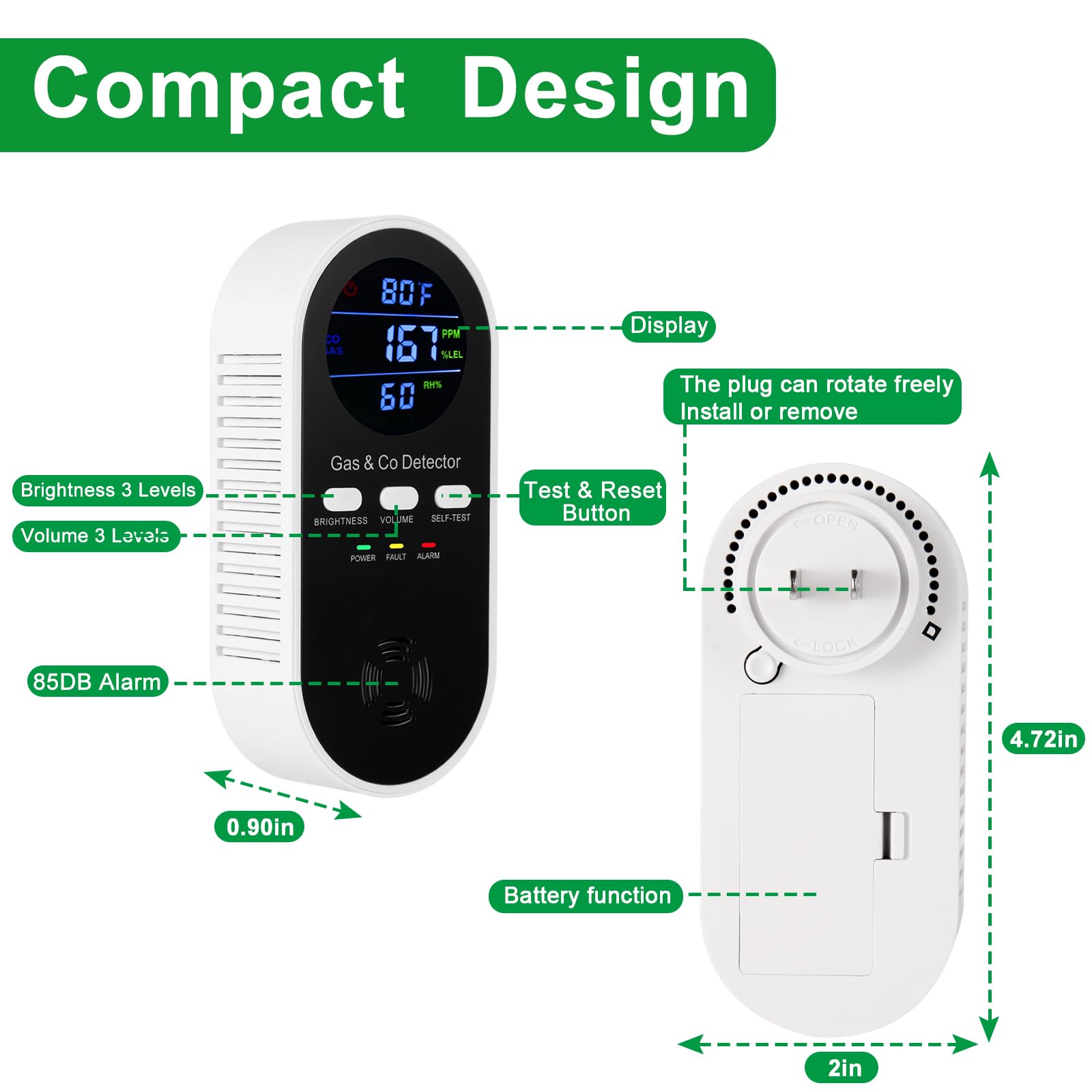 เครื่องตรวจจับแก๊สและคาร์บอนมอ - Co Detector Plug บทวิจารณ์และราคา
